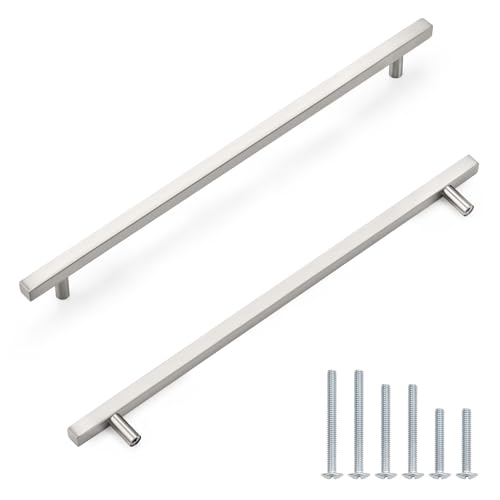 Probrico Brushed Nickel Cabinet Pulls & Handles 12.6" CC Square 10 Pack