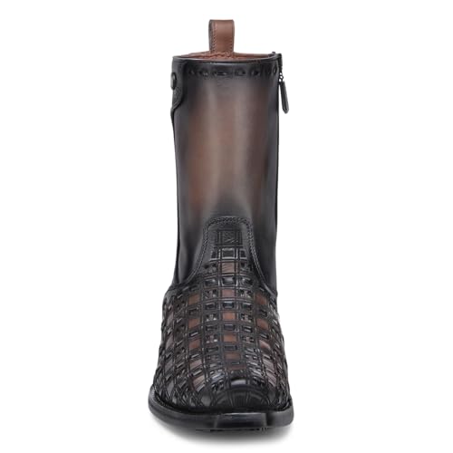 CUADRA | Men’s Boot in Genuine Bovine Leather with Handcrafted Weaving and Laser Engraving1J3PRS Brown3