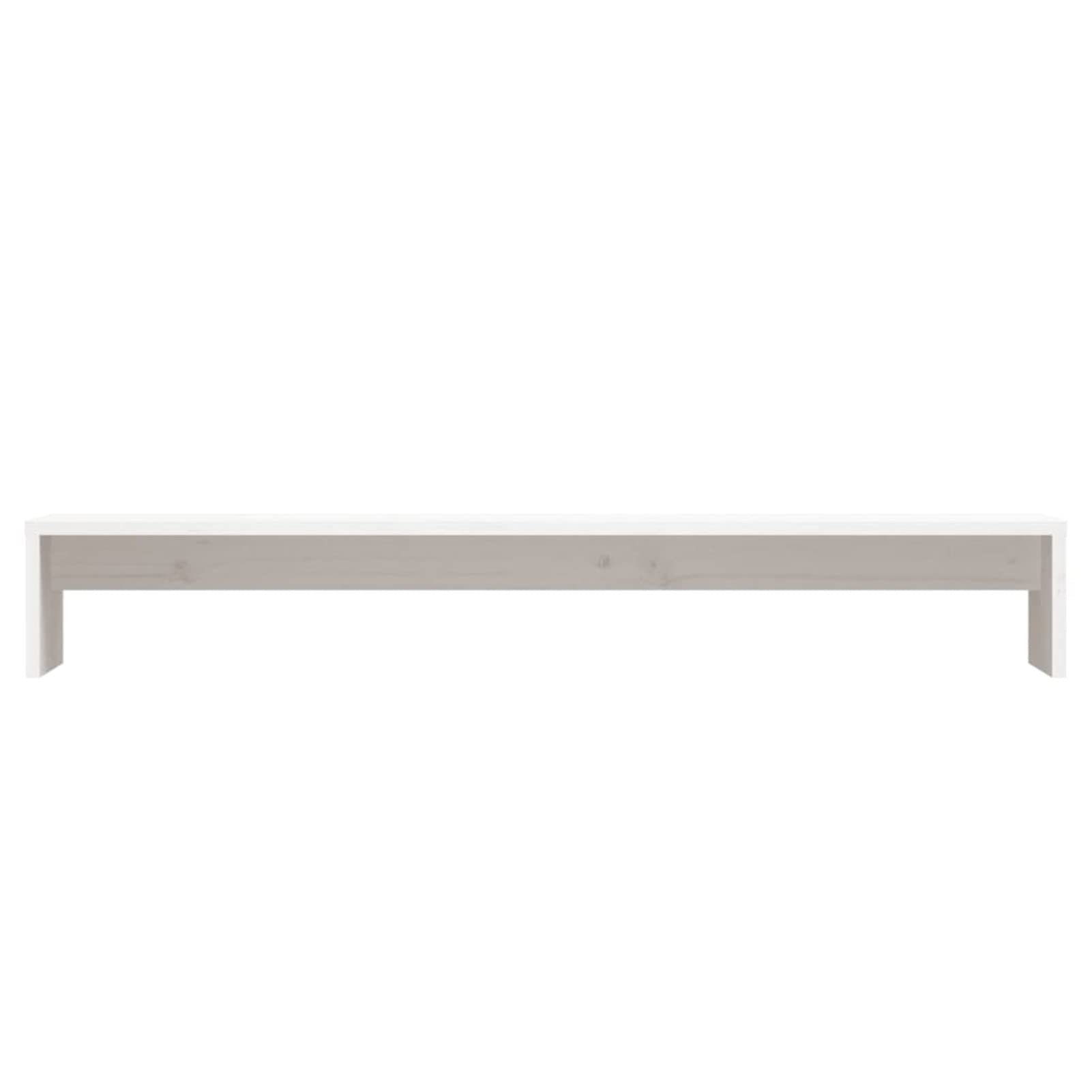 Homgoday Supporto per monitor per computer, altezza dello schermo per scrivania, laptop, supporto stampante, supporto per laptop, monitor, bianco, 100 x 27 x 15 cm, legno massiccio di pino