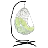 GOPLUS Hängesessel Gestell Metall, 210cm Hängestuhlgestell Outdoor bis 150kg, C Form mit Sockel für Hängesitz Hängestuhl, Hängemattengestell Hängesitzständer für Garten Balkon Terrasse