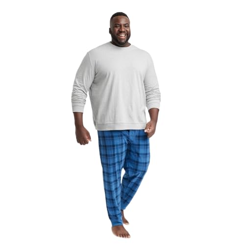 Goodfellow & Co Men's Big & Tall 2pc Plaid Joggers and Long Sleeve Crewneck T-Shirt Pajama Set -