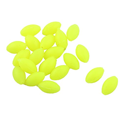 uxcell Oval Shaped Rubber Fisherman Terminal Soft Bobber Stopper Luminous Lure Fishing Beads 20pcs Yellow