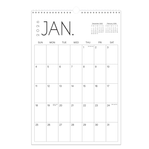 2026-2027 Calendar - 15-Month Wall Calendar from April 2026 to June 2027 6 x 9 Hanging Calendar 2026-2027 with Holiday Marked Premium Paper for Organizing Vertical Black Large Word