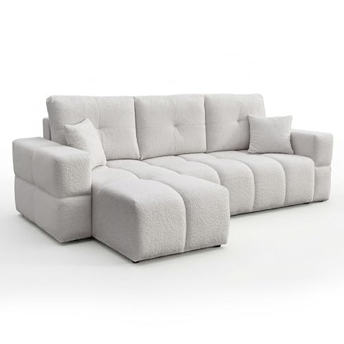 IDOHOME Canapé d’Angle en L avec Fonction Couchage & Coffre, 250x148x85 cm, Surface de Couchage 125x200 cm - Couleur: Centaur 14