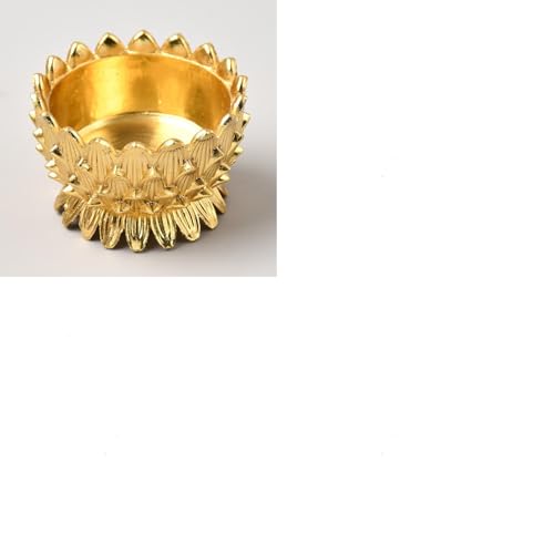 DELORIGIN 14 piezas lotos ghee lámpara titular metal oro indio diya aceite lámpara titular de té luz vela para Diwali Puja Pooja templo altar hogar decoración mesa centros indio regalo de devolución
