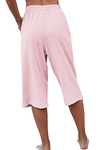 Image of Veatzaer Women's Elastic Waist 3 /4 Capri Harem Pants with Pockets Casual Loose Solid Yoga Trousers S-XXL