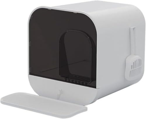 Runsweat猫用トイレボックス ドーム型 引き出し式 猫砂のこぼれ防止 お手入れ簡単 密閉式 抗菌・防臭 コンパクト (ホワイト)