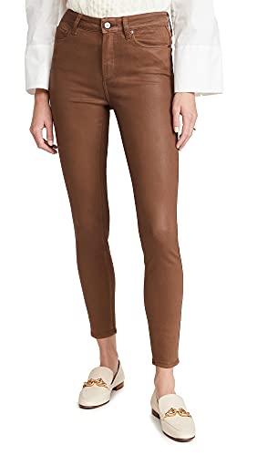 PAIGE Women's Hoxton Ankle Jeans, Cognac Luxe Coating, Brown, 30