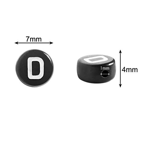 Image of Amaney 1400pcs 4x7mm Black Round Acrylic Alphabet Letter Beads A-Z and Number Beads for Jewelry Making Bracelets Necklaces Key Chains