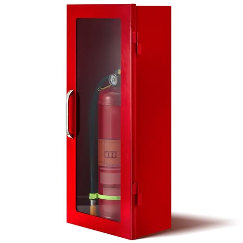 Zonon 1 Pcs 10lb Fire Extinguisher Cabinet Wall & Surface Mount 24-3/4 H x 10-1/4 W x 6-3/4 D 22 Gauge Steel Fire Extinguisher Box Case Extinguishers Holder with Handle for Indoor Outdoor (Red)