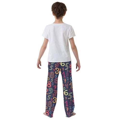 ZZXXB Numbers Boys Long Pants Soft Trousers Elastic Waist Kids Lounge Bottoms with Pockets S-XL3