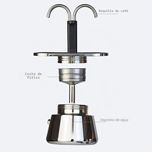 Acouto Moka Pot, 100 Ml Cafetera De Doble Pico Moka Pot Acero Inoxidable Estilo Italiano Diy Cafetera Cafetera De Acero Inoxidable Para Casa Camping Cafe