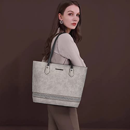 Image of Montana West Woven Tote Bags for Women Purses and Handbags with Back Zipper Pocket
