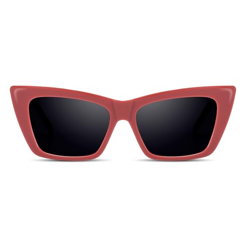 Cat Eye Sunglasses for Women, Square Retro Polarized Trendy Cateye Glasses, Cute 90s Rectangle Tinted UV Protection
