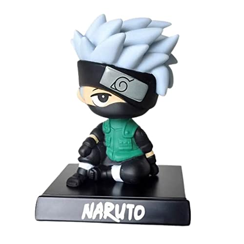 Image of Augen Super Hero Naruto Kakashi Hatake Sensei Action Figure Limited Edition Bobblehead with Mobile Holder for Car Dashboard, Office Desk & Study Table (Pack of 1)(Plastic)