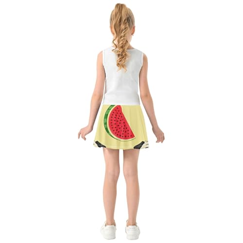 Toddlers Tennis Skirts Pug Dog Slices Watermelon Yellow Girls Skorts Athletic Shorts Clothes Teen Skirt 4t4