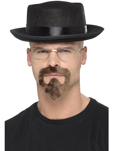 Smiffys Kit Heisenberg, Noir, avec chapeau, lunettes et bouc Halloween