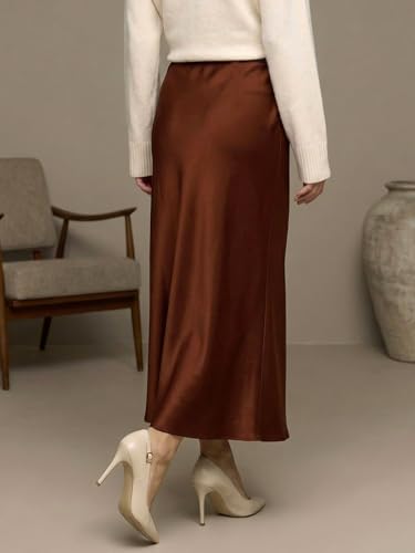Image of ADDYVERO Premium Satin Finish Flowy A-Line Fit Midi Skirt for Women