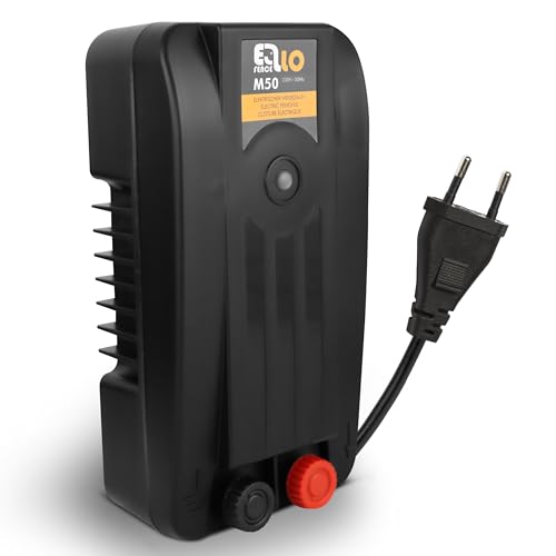 Ellofence Weidezaungerät 230V Netz M50 - Extra starkes & leises Elektrozaungerät - Premium Weidegerät für alle Haus- und Nutztiere geeignet - Stromzaungerät mit Zaunkontrollanzeige