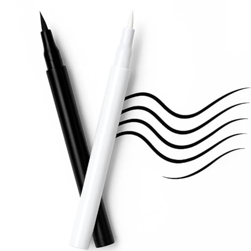 2-Pack Black & White Waterproof Liquid Eyeliner Pens with Fine Tip for Precise Application Long-Lasting Smudgeproof Highly-Pigmented,Winged Eyeliner Subtle Daily Looks