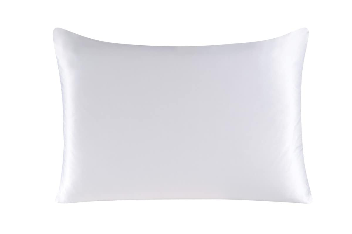 townssilk Federa seta cuscino,100% naturale seta di gelso 19momme,doppia faccia,benefica per capelli e pelle,ipoallergenica,cerniera nascosta,1 pz,50x80cm,Bianco
