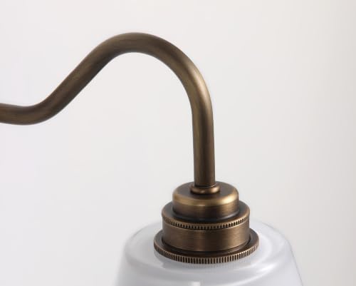 Image of Hardwired Vintage Antique Brass Wall Sconce with Milk Glass Cone Shade, Antique Bronze Finish Sconce for Kitchen Sink, Bathroom, Bedroom (Bulb Included)