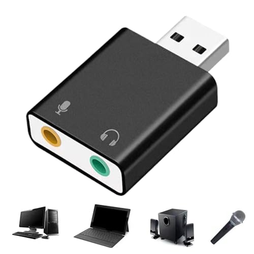 Poupangke Adaptador de tarjeta de sonido USB,Tarjeta de sonido USB - Adaptador de audio estéreo USB de 3,5 mm | Accesorios para tarjetas de sonido, equipos de tarjetas USB para portátiles y de