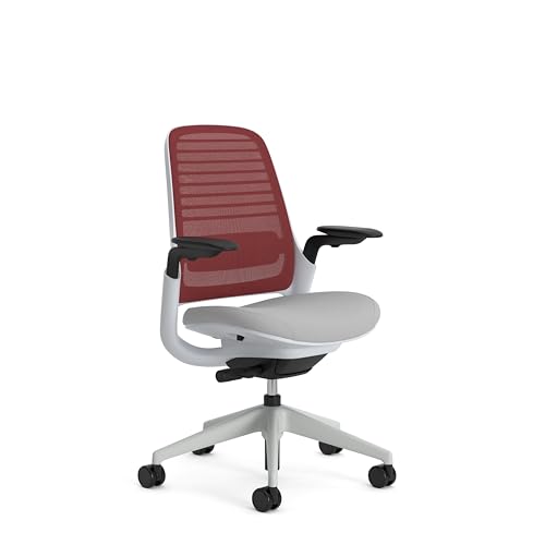 Steelcase Series 1 Ergonomic Office Chair With LiveBack Lumbar Support And 4D Armests Scarlet/Grey; Made in Europe