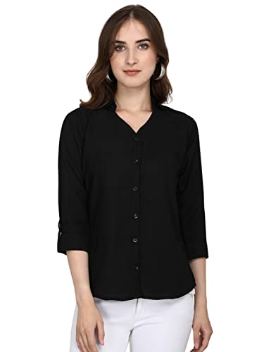 Image of Leriya Fashion Women's Summer Cotton Plain Tops 3 4 Flare Sleeve Tie Knot Loose Casual Tops