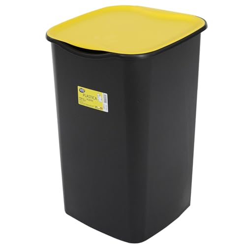 Sicignano | Cubo de basura de recogida selectiva de 50 l – Tapa basculante de colores gris, azul, amarillo, verde – Para papel, plástico, vidrio, diferenciado – Made in Italy (3, plástico)