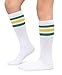 Henwarry Kids Over the Calf Tube Socks Classical Stripes Cotton Soft Athletic Socks for Boys Girls (US, Alpha, Medium, Regular, A15-Green/Yellow/White)