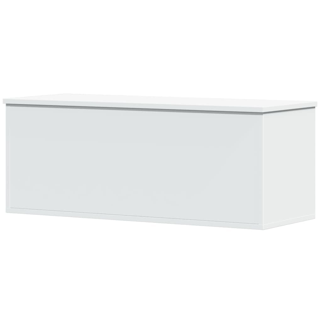 Homgoday Baúl y baúles para exteriores, contenedor de jardín, portaherramientas de jardín, puf de exterior, caja de almacenamiento blanca, 90 x 35 x 35 cm, de aglomerado