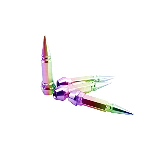 Image of 9 /16-18 Wheel Spike Lug Nuts, Set of 20 Neo Chrome Lug Nut, Cone /Conical Bulge Seat,Closed End Nuts Extended Spike Tuner Wheel Rim Lug Nuts Tire Screw Refit with 4pcs Aluminum Tires Valve Stem