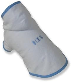 Dog N Togs White Bathrobe w/Blue Trim