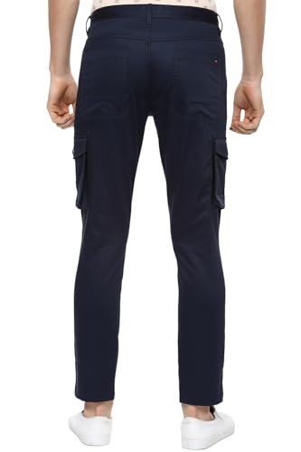 Image of Louis Philippe Men's Slim Fit Solid Cotton Blend Cargos