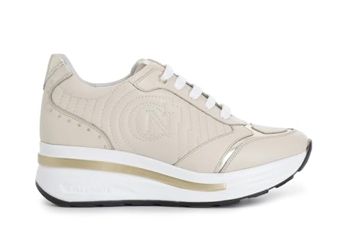 Baskets en cuir broderie rembourrée femme CafèNoir chaussures chic