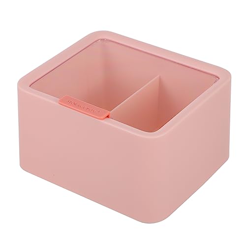 LALADEFIEE 収納ボックス メイクアップスポンジホルダー フロッサーディスペンサー 化粧用綿棒 メイクアップスポンジオーガナイザー 綿棒オーガナイザー バスソルト容器 ピンク プラスチック