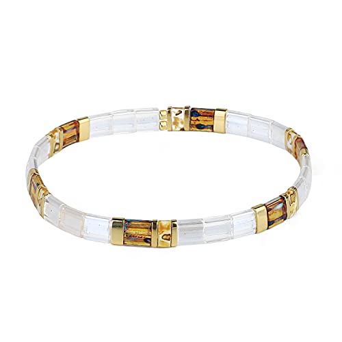 KELITCH Bracelets Rang Extensibles Colorés Bracelets De Perles Tila Bracelets D'Amitié Boho Bracelets Charme pour Femmes Cover