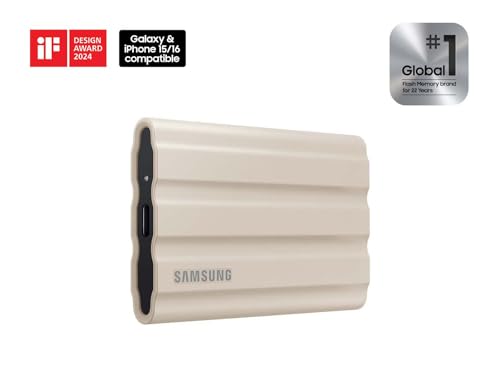 SAMSUNG T7 Shield 1TB, Portable SSD, up to 1050MB/s, USB 3.2 Gen2, Rugged, IP65 Rated, for Content Creators and Gaming, External Solid State Drive ‎(MU-PE1T0K/AM), Beige [Canada Version] by Samsung - Image 2