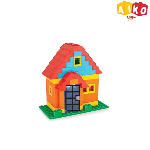 Image of AIKO Town House Set No. 2 | 144 Premium ABS Plastic Building Blocks | Multi-Colour Construction Toy for Kids | STEM Educational Blocks with Idea Book | Best Gift for Boys & Girls