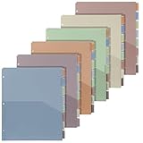 48 Pcs/6 Sets 8 Tab Binder Dividers with Pockets Plastic Tabs Dividers for 3 Ring Binder with Pockets Colorful Sturdy Subject Notebook Dividers for Office School Home Business Organizer (Boho)