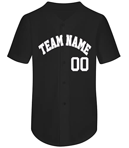 Custom Blank Stitched Baseball Jersey Customize Your Own Team Button Down Sports Shirts for Couples and Kids/Youth S-8XL(L-Women's Size,Black-White and Gray)