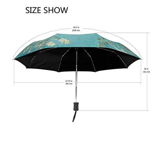 Wihve Van Gogh Almond Tree Umbrella Auto Open Close Folding Windproof Compact Travel Umbrella #TOP2