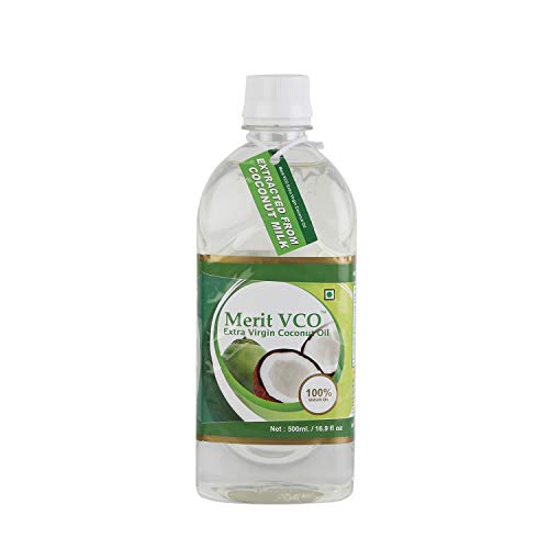 Merit VCO Extra Virgin Coconut Oil – 500 ML | 100% Pure, Edible Grade | For Cooking, Skin & Hair Health, Oil Pulling Merit VCO Extra Virgin Coconut Oil – 500 ML | 100% Pure, Edible Grade | For Cooking, Skin & Hair Health, Oil Pulling
