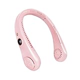 Jsdoin Portable Neck Fan, Neck Fans USB Rechargeable, 5 Speed Hanging Bladeless Fan,360 Degrees Airflow Neck Fans for Men Women Rechargeable (Pink)