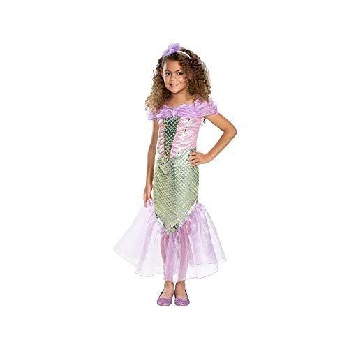 Disfraz completo sirena con diadema niña talla S rosa miniatura 1