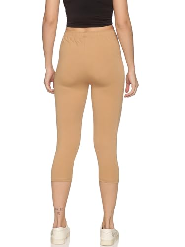 Image of OUTFLITS Women's Knee-Length Cotton Spandex Essential Capri Stretchy Leggings |Small - 2XL Adult |Yoga Leggings, Workout, Gym, Running 3 /4th Leggings for Women(OFLLC)