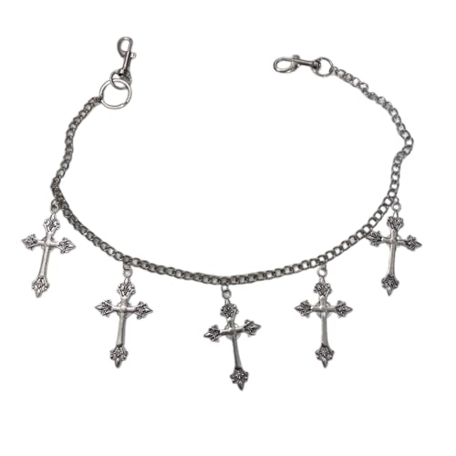 Cadena de jeans de hombre con cruces góticas llavero de cartera punk para pantalones