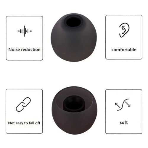 Image of Earbud Tips Replacement Earbud Tips Ear Bud Replacement Pieces Silicone Soft and Comfortable Fit for Inner Hole from 3.8mm - 5.1mm Earphones 9 Pairs S /M /L Gray-Black