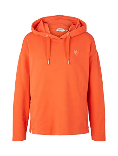 TOM TAILOR Damen Hoodie Sweatshirt mit Herz-Stickerei